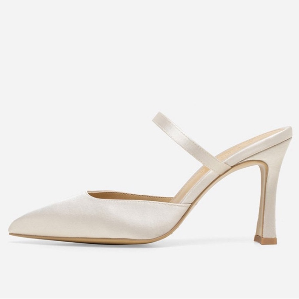 Ivory Satin Mules - Picture 3 of 6